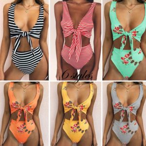 High Waisted Tie Front Two Piece Swimsuit