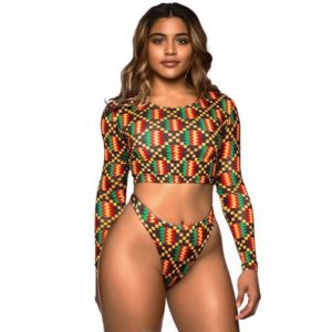 Long Sleeve African Print Bikini