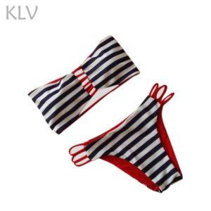 Striped Cutout Bandeau Bikini