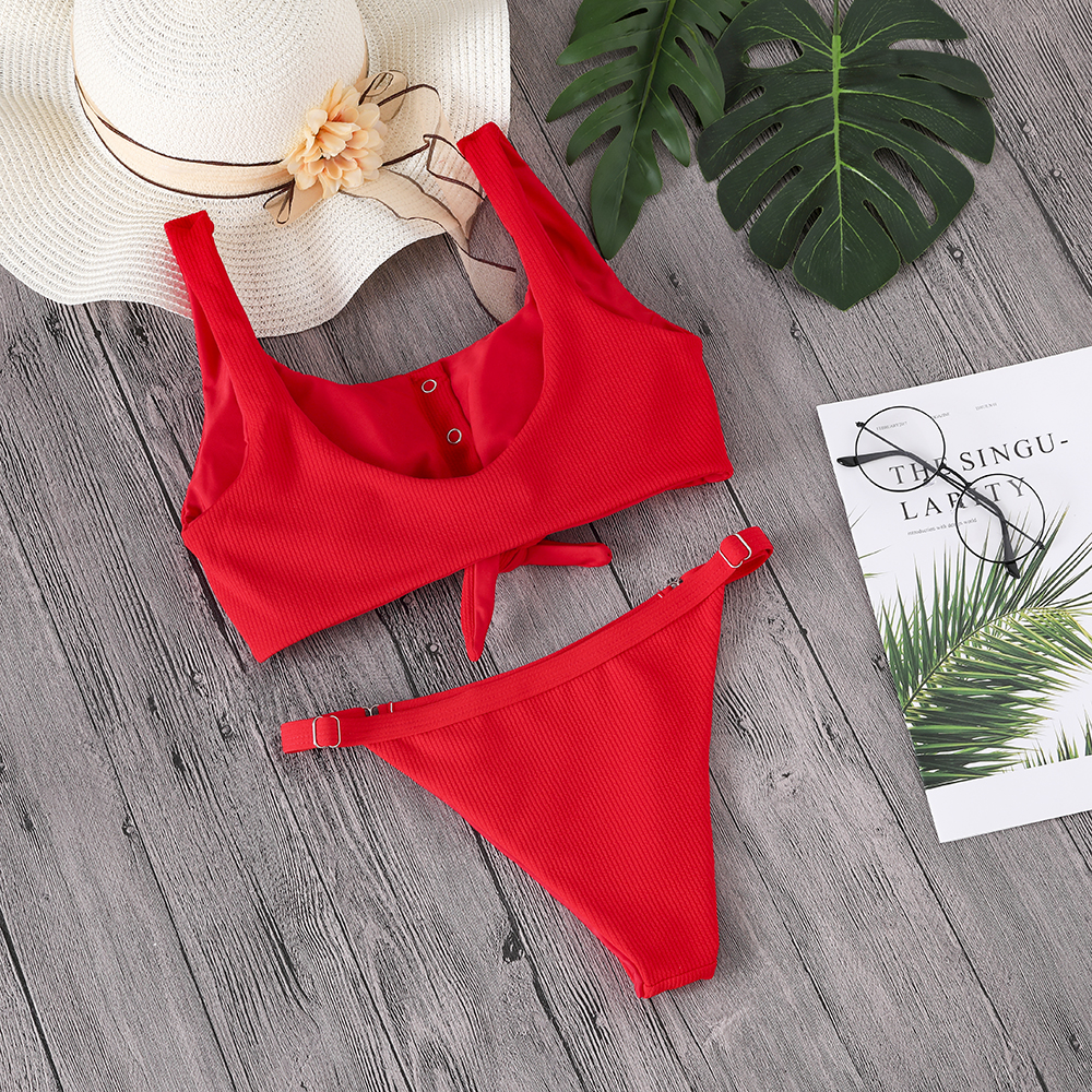 Button Front Knotted Bikini 23