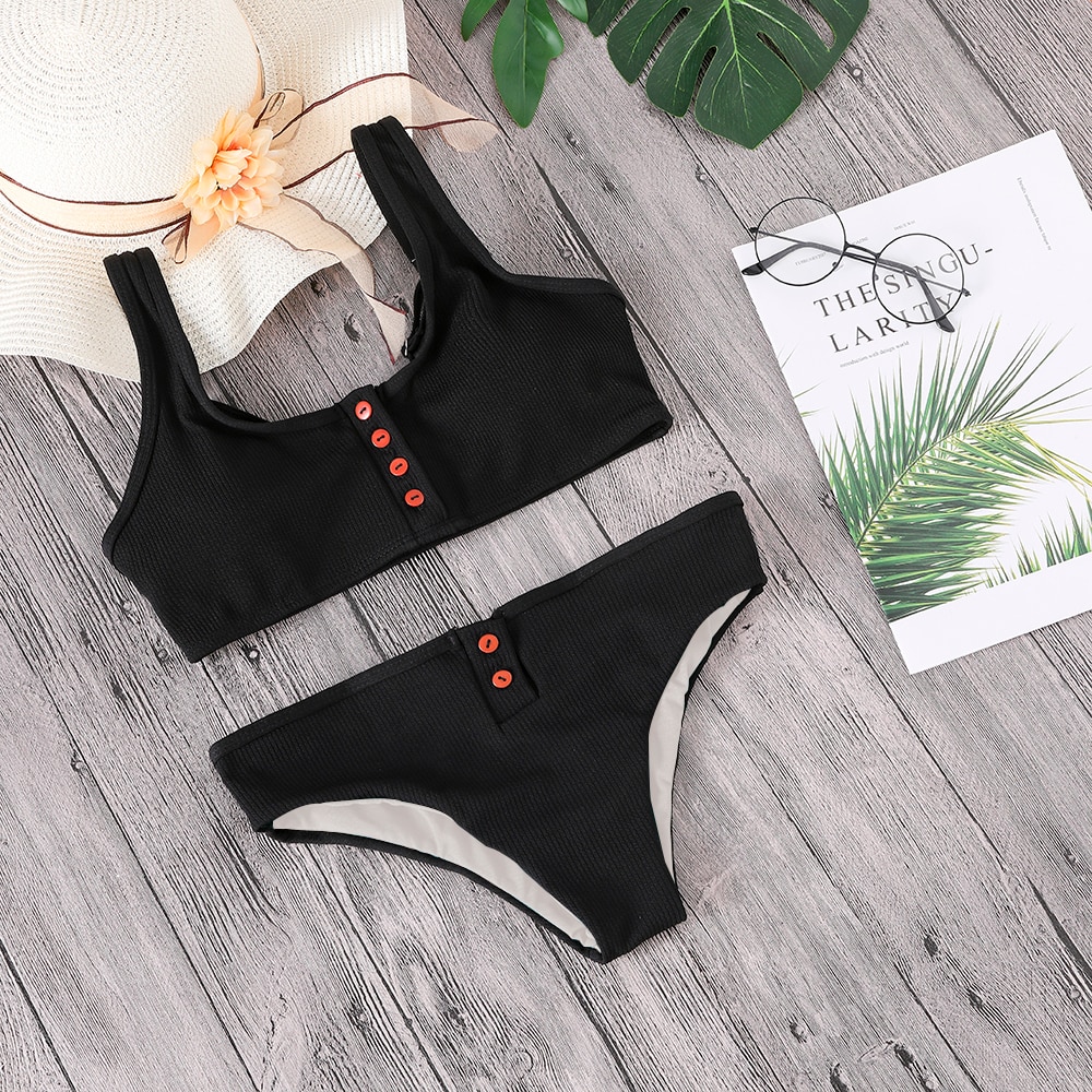 Button Front Knotted Bikini 47