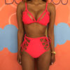 High Waisted Cage Bikini Pink Front