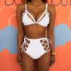 High Waisted Cage Bikini White Front