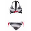 Nautical Striped Tie Front Bikini Black Close