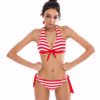 Nautical Striped Tie Front Bikini Red Front