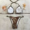Provocative Leopard Print Halter-top Thong Bikini 8