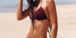 exy Push up Bikini with waist straps - red wine